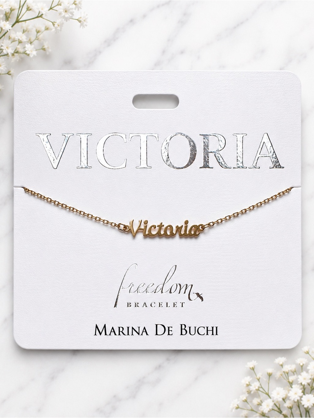 MARINA DE BUCHI Gold Personalized Luxe Name Bracelet, Victoria